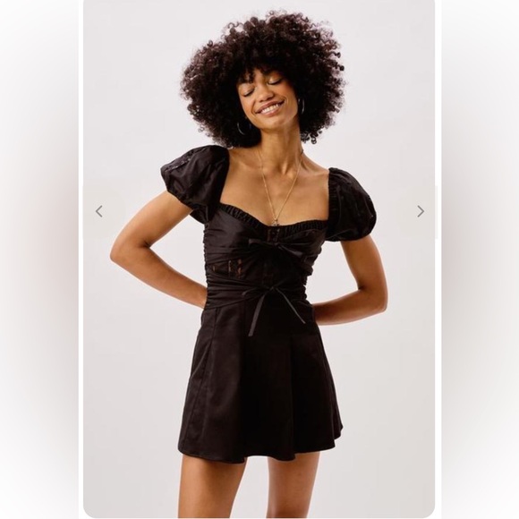 For Love And Lemons Dresses & Skirts - For Love & Lemons Short Sleeve Black Corset Mini Dress Women’s Size L Black NWT